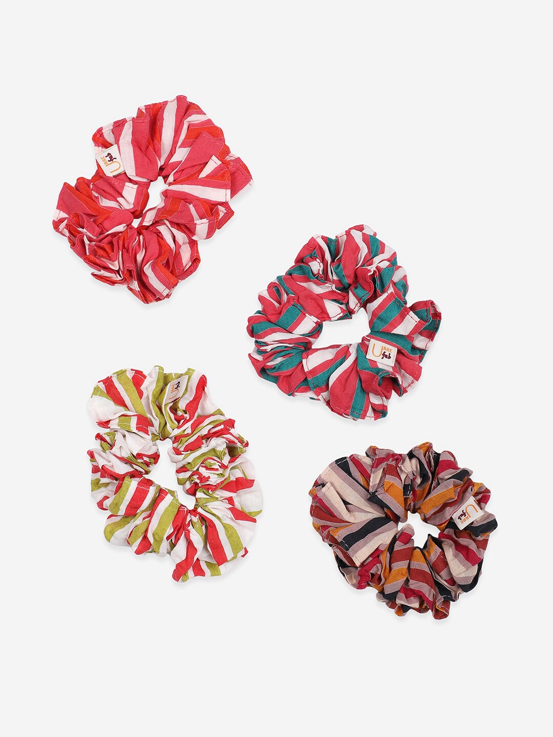 

Fabindia Women Set Of 4 Multicoloured Ponytail Holders, Multi