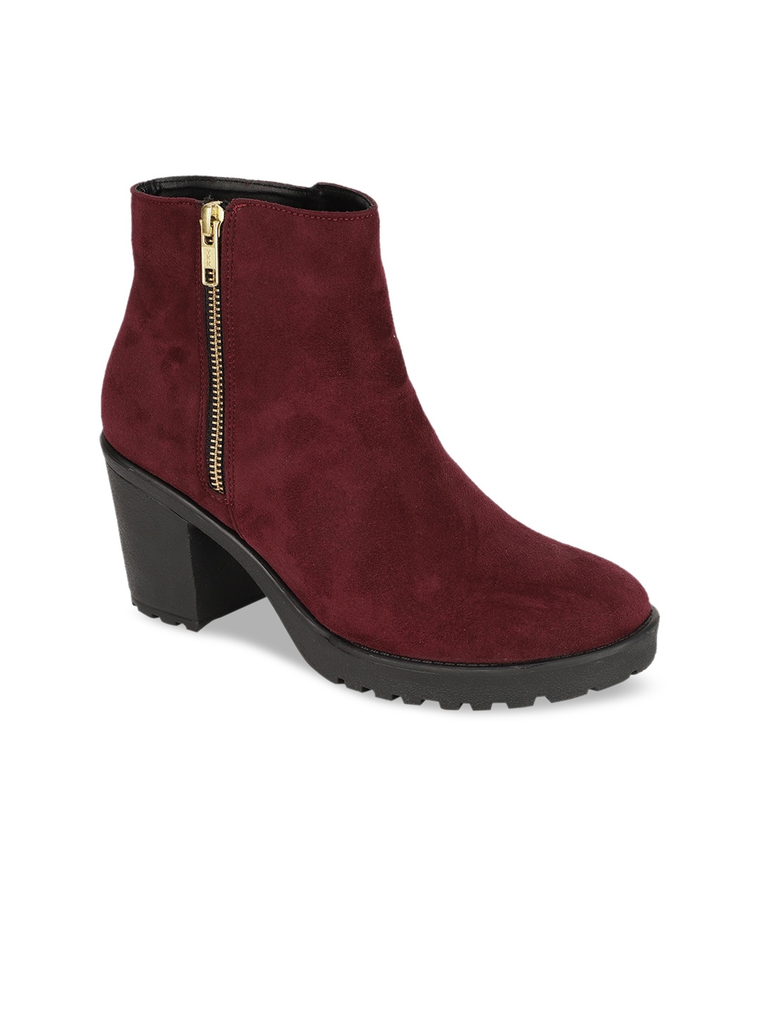 

Bruno Manetti Maroon Suede Block Heeled Boots