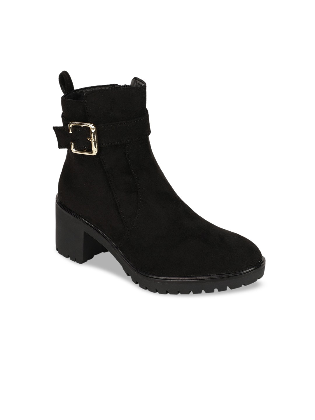 

Bruno Manetti Black Suede Block Heeled Boots
