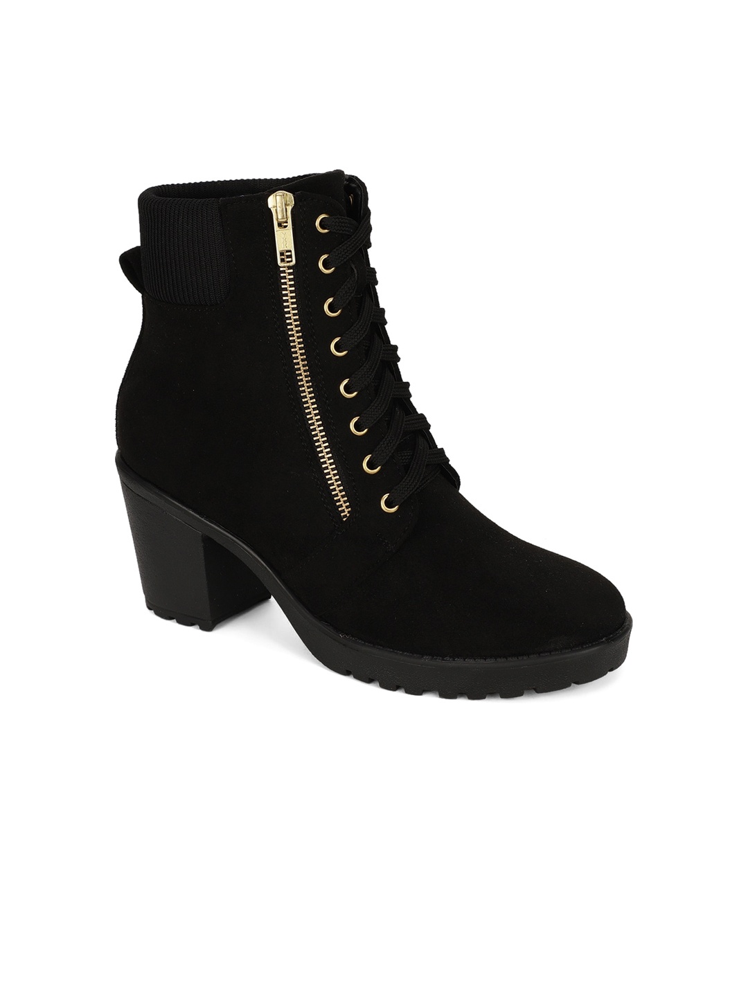 

Bruno Manetti Women Black Suede Block Heeled Boots