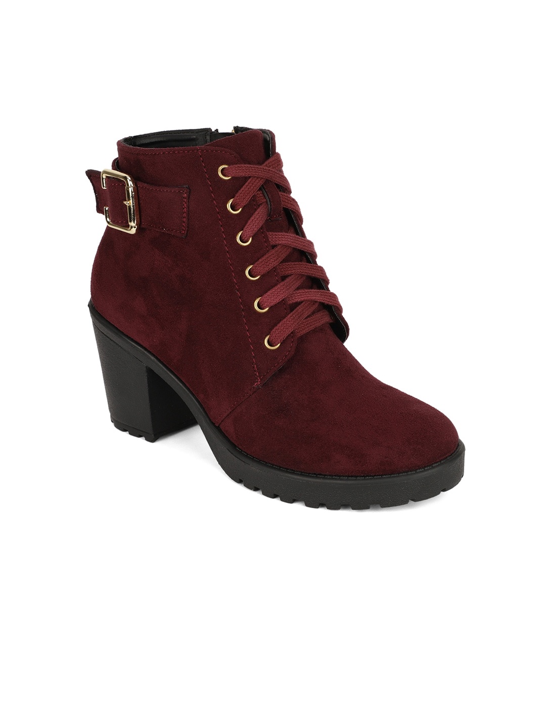 

Bruno Manetti Maroon Suede Block Heeled Boots