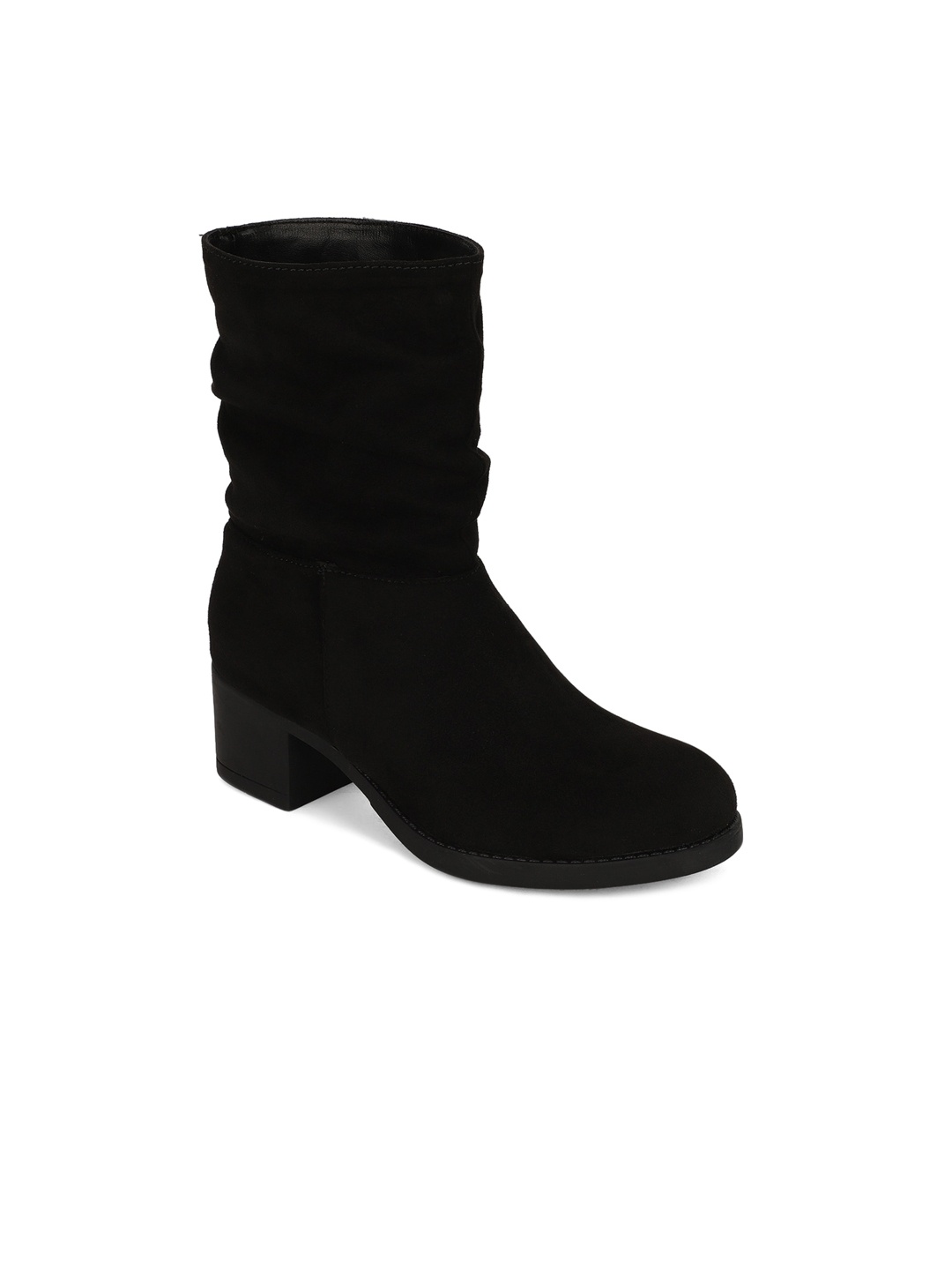 

Bruno Manetti Black Suede Mid-Top Block Heeled Boots