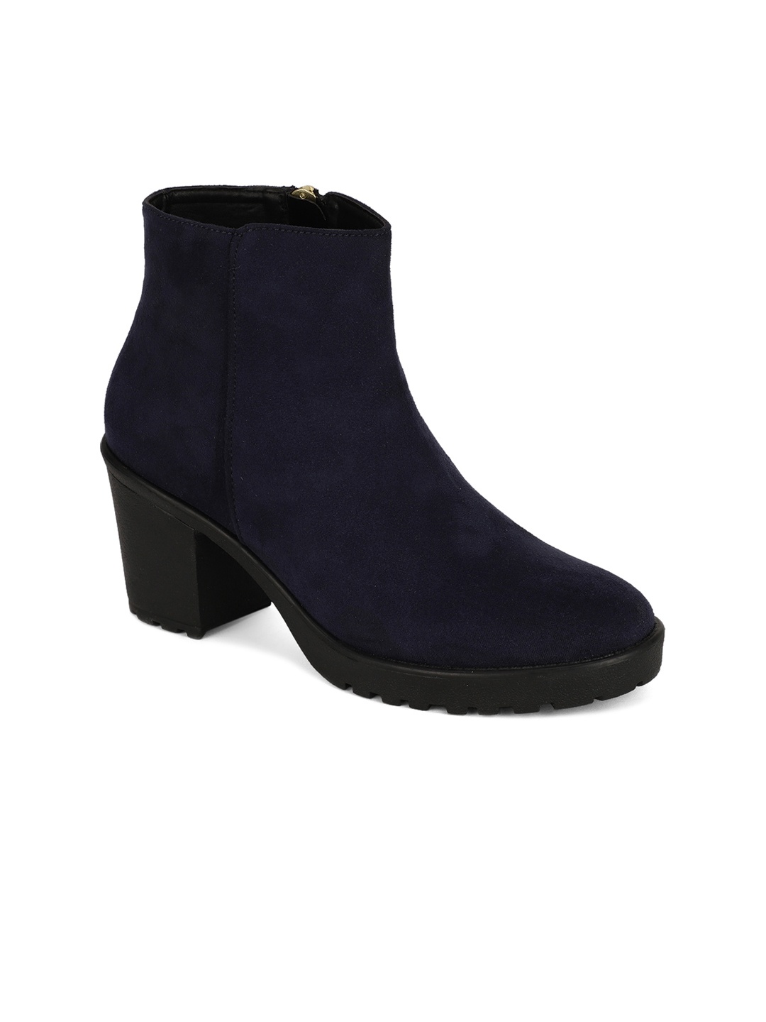 

Bruno Manetti Navy Blue Suede Block Heeled Boots