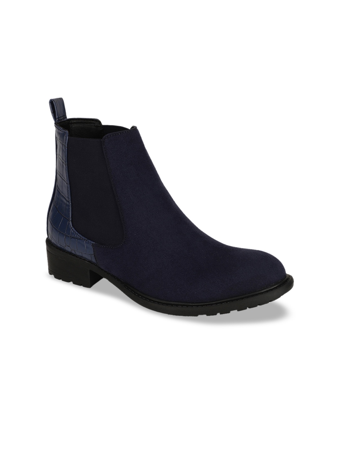 

Bruno Manetti Navy Blue Suede Block Heeled Boots