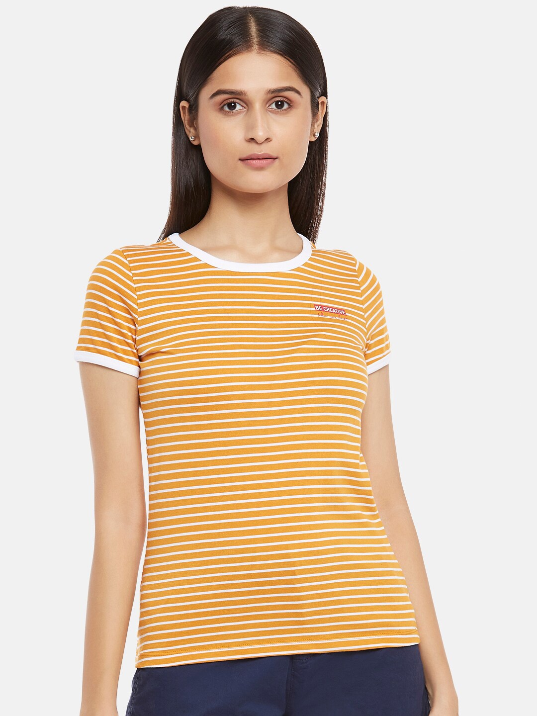 

Honey by Pantaloons Women Mustard Yellow T-shirt