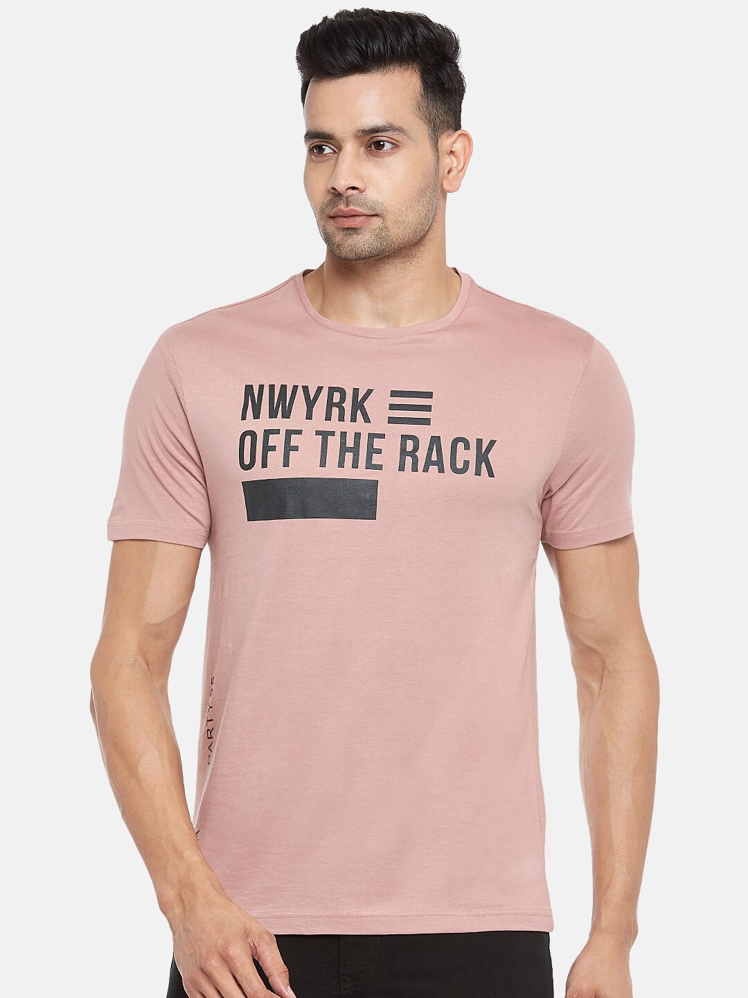 

People Men Pink Typography Printed Pure Cotton T-shirt