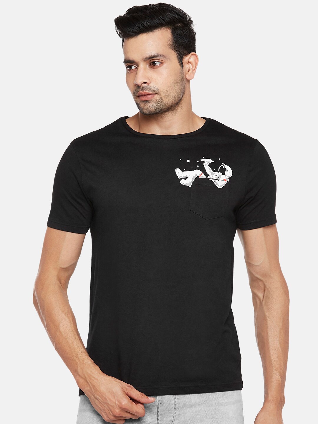 

People Men Black Printed T-shirt