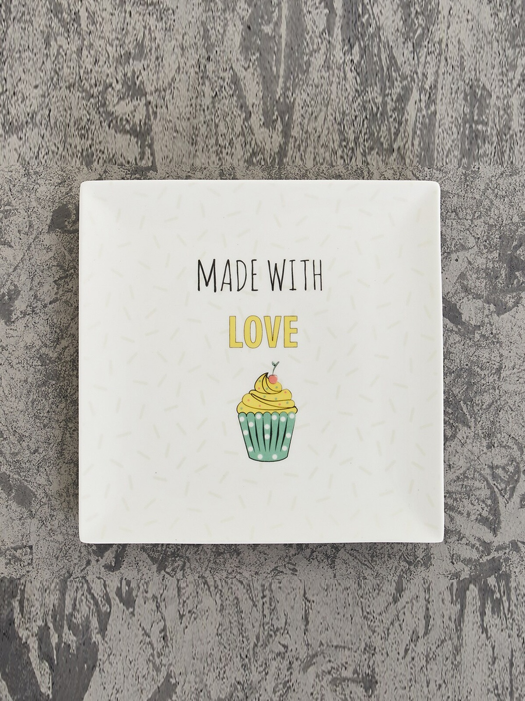 

Home Centre White & Green Printed Bone China Snack Platter