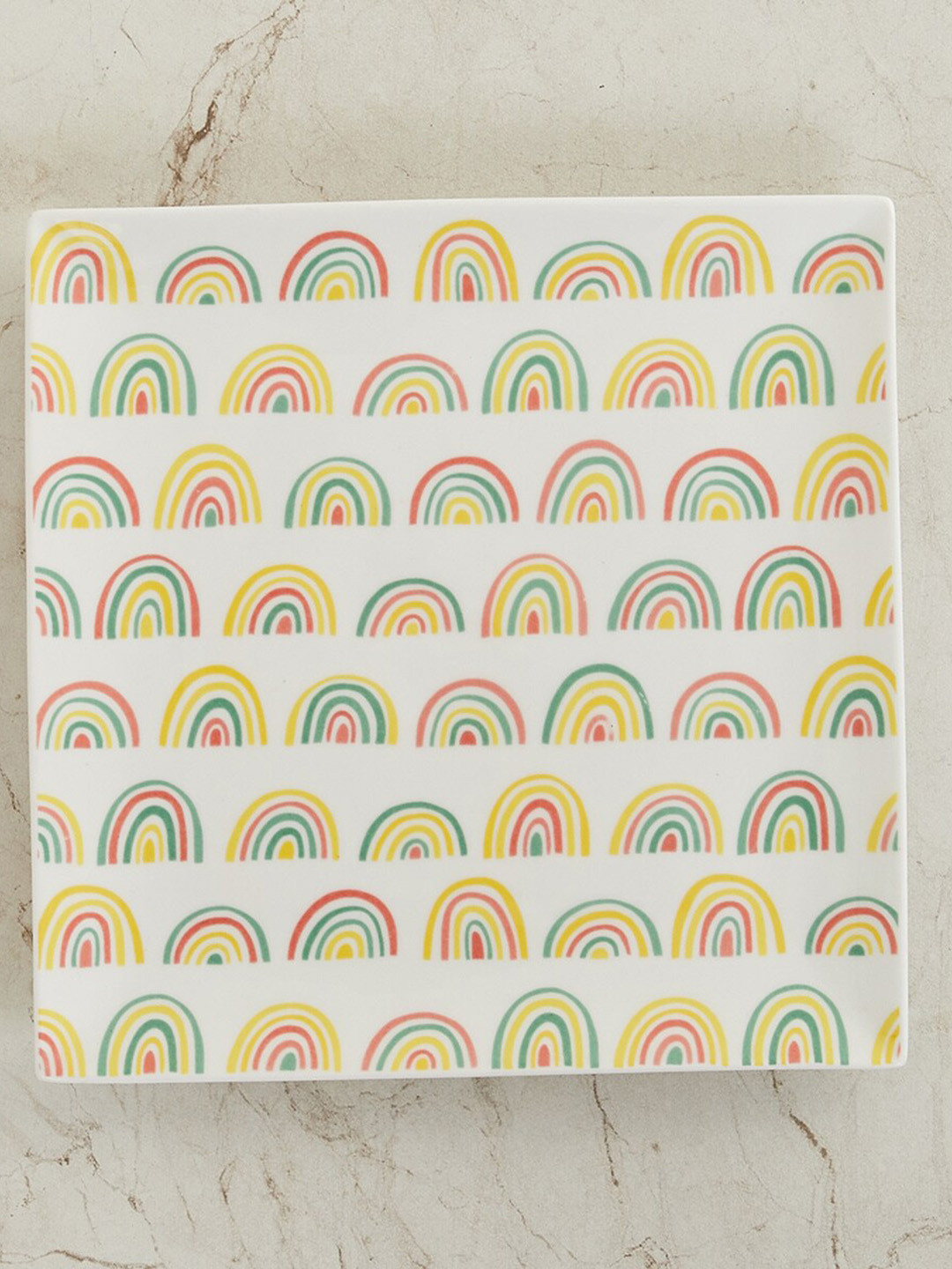 

Home Centre White & Yellow Printed Bone China Platter