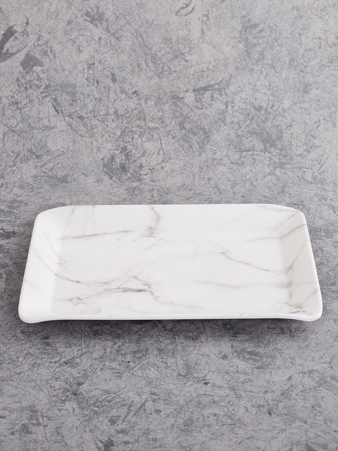 

Home Centre White & Grey Printed Rectangular Tray