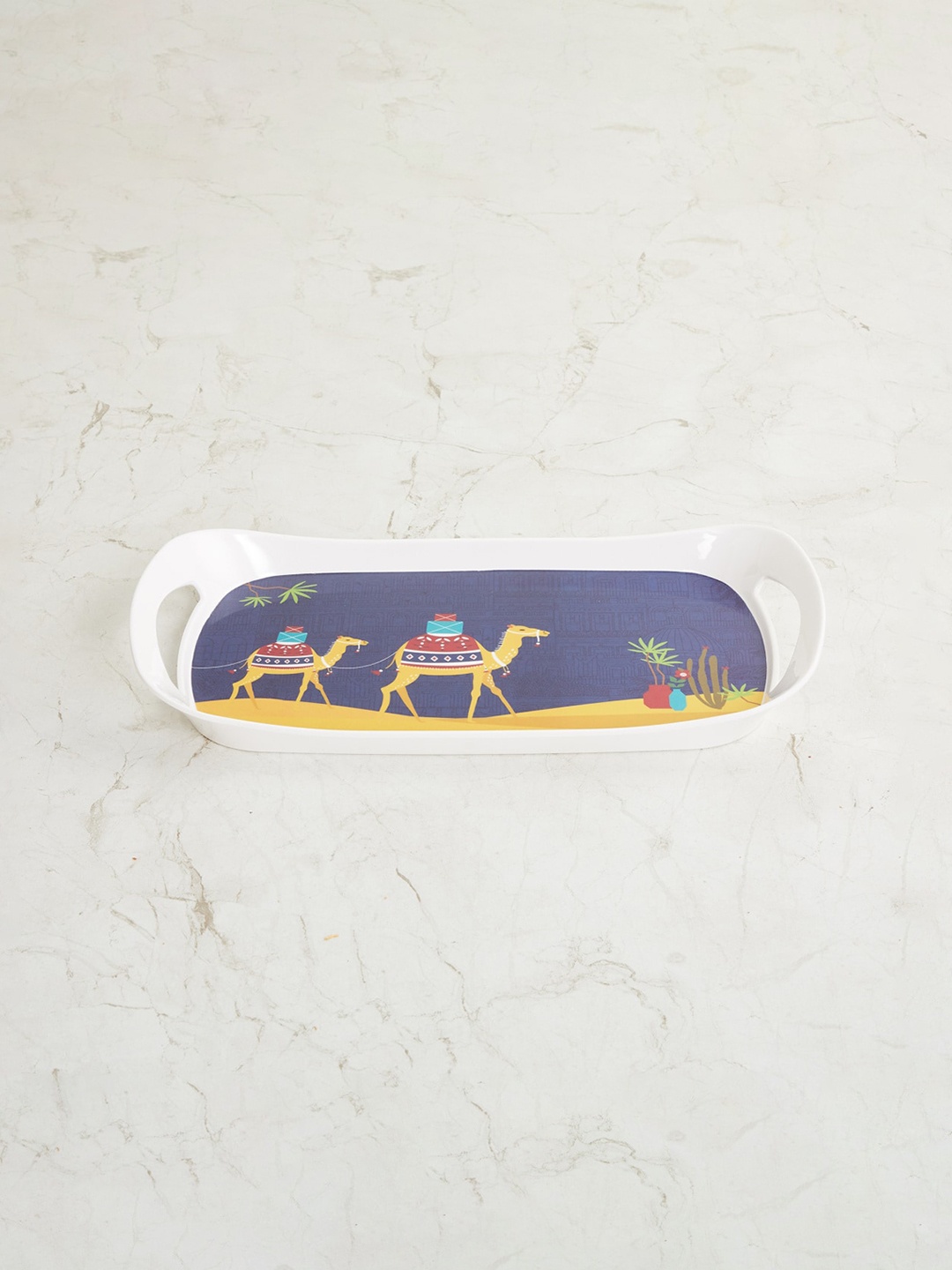 

Home Centre White & Purple Printed Serving Tray