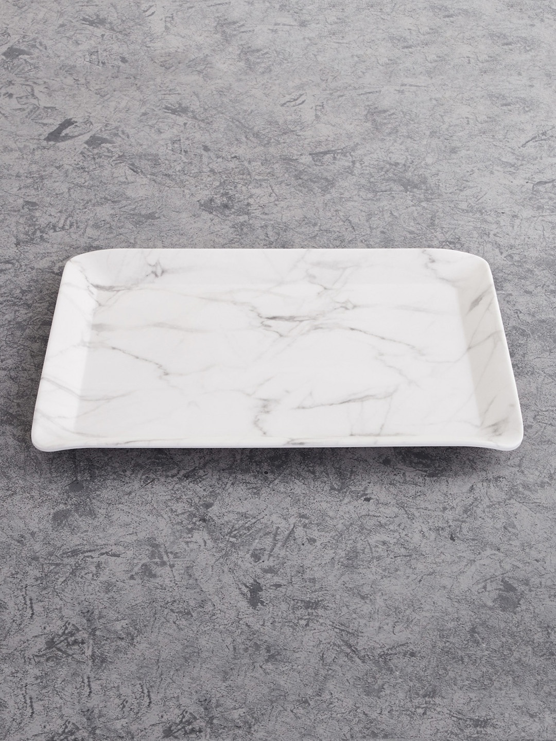 

Home Centre White & Grey Marble Style Melamine Tray