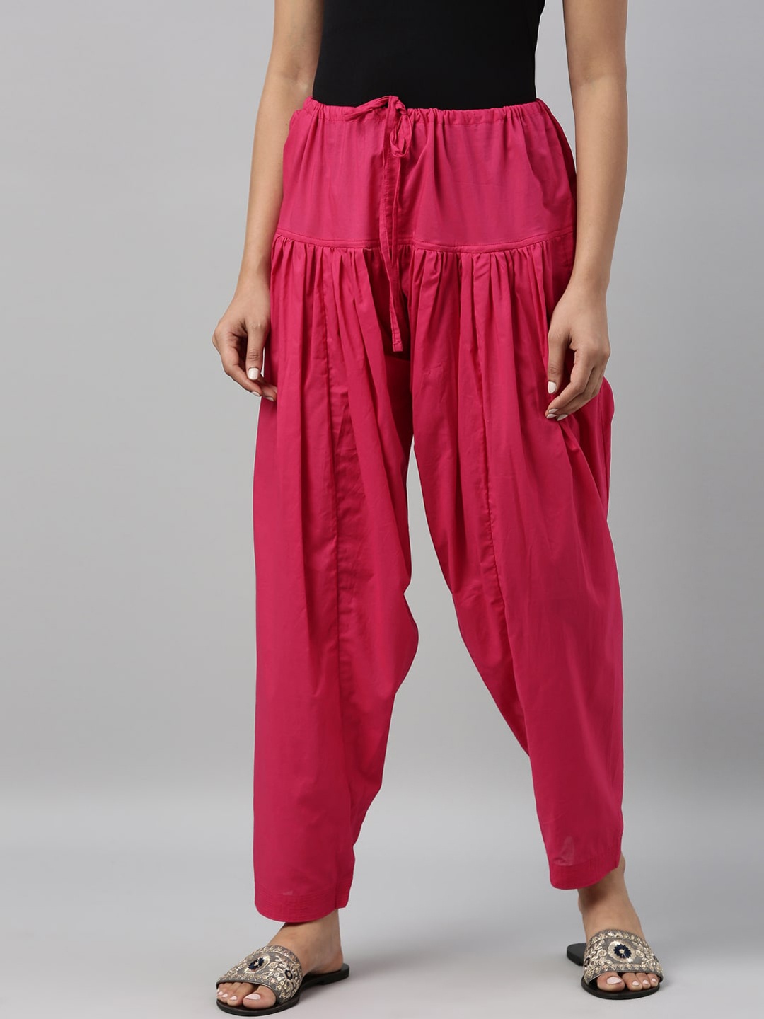 

Go Colors Women Pink Solid Cotton Salwar