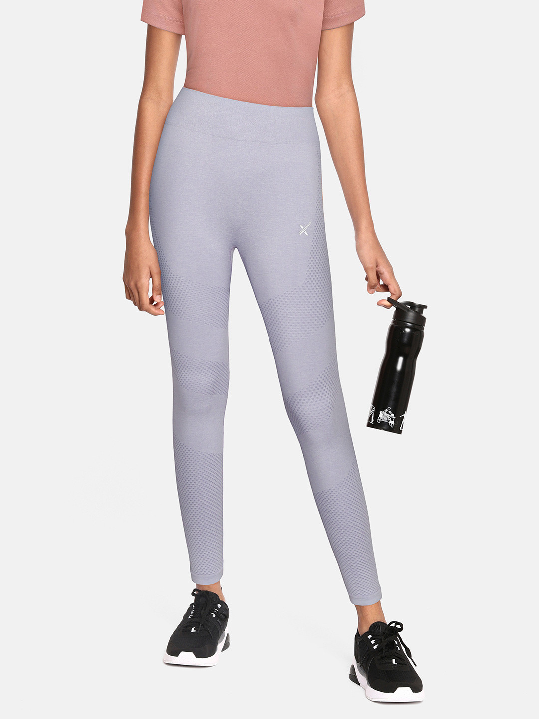 

HRX by Hrithik Roshan U-17 Yoga Girls Aleutian Seamless Self-Design Tights, Lavender
