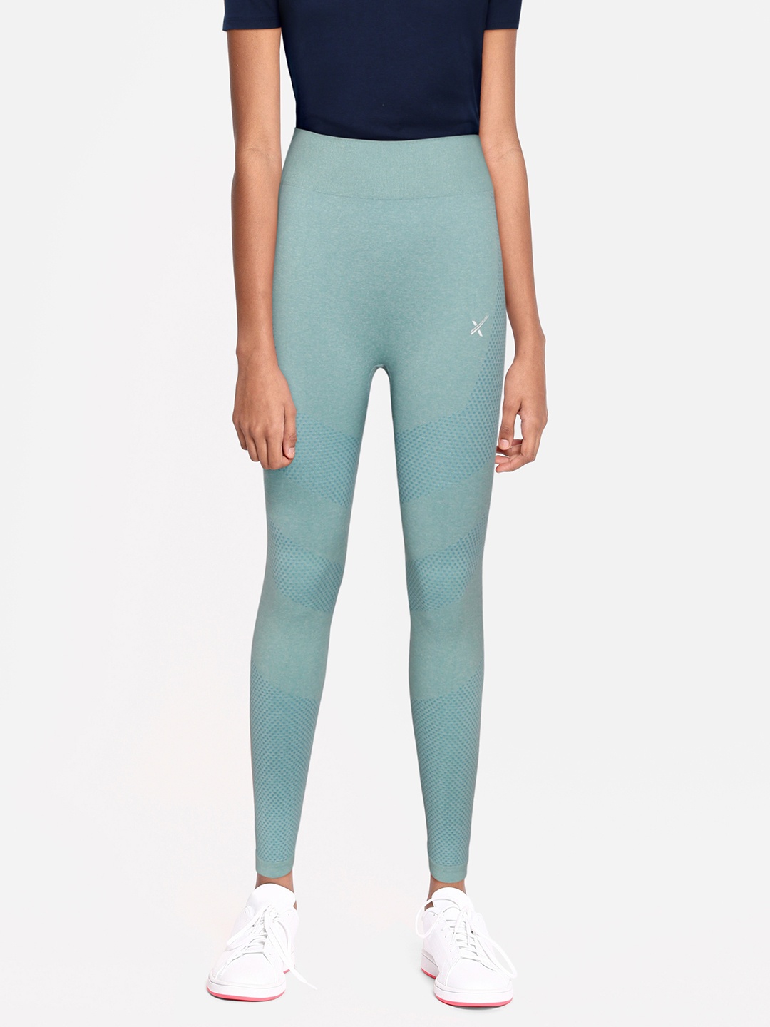 

HRX By Hrithik Roshan U-17 Yoga Girls Aquifier Seamless Self-Design Tights, Blue