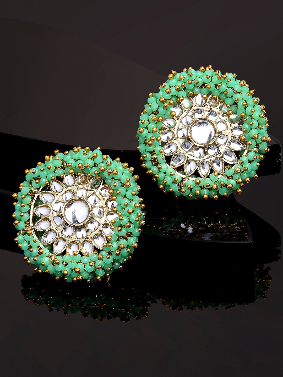 

KARATCART Green & White Circular Studs Earrings