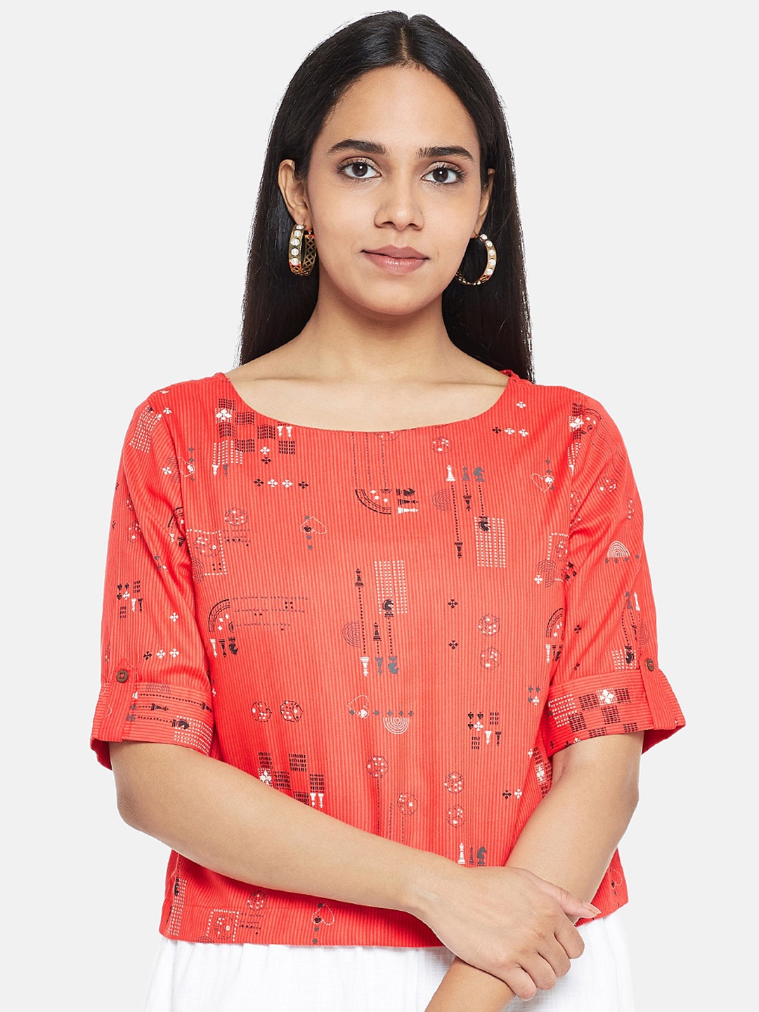 

AKKRITI BY PANTALOONS Red Regular Top