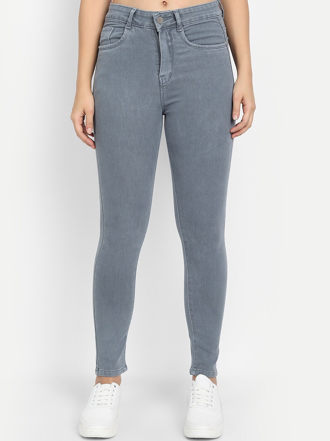 

River Of Design Jeans Women Grey Skinny Fit High-Rise Stretchable Jeans