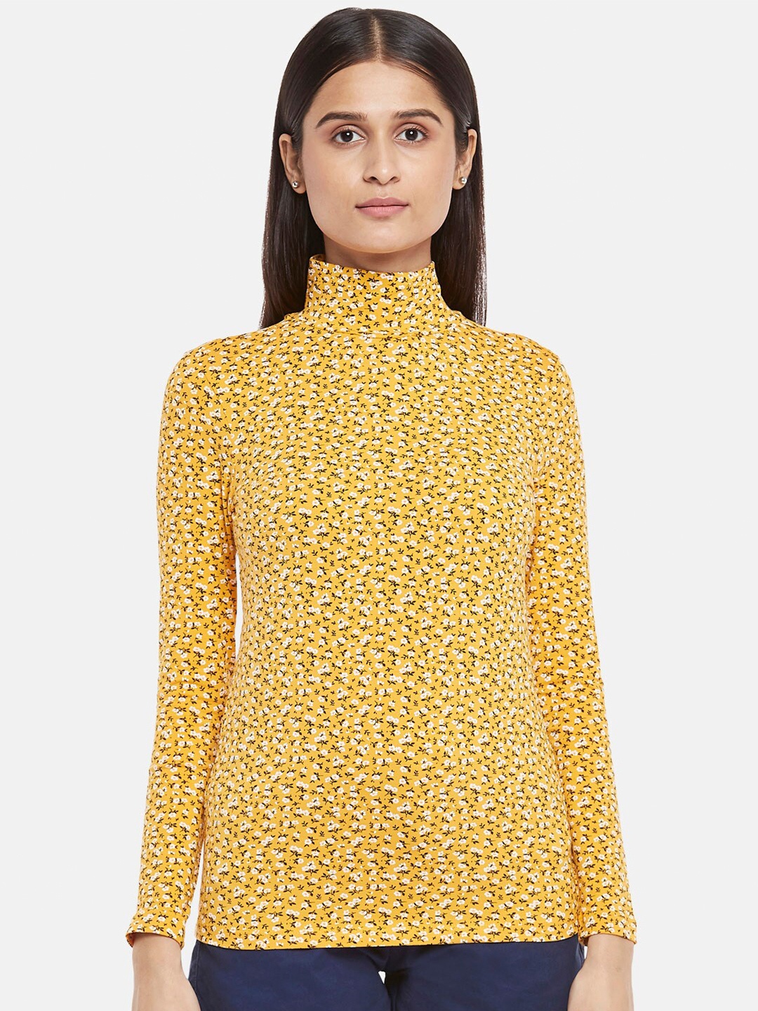 

Honey by Pantaloons Women Mustard Yellow Geometric Regular Top