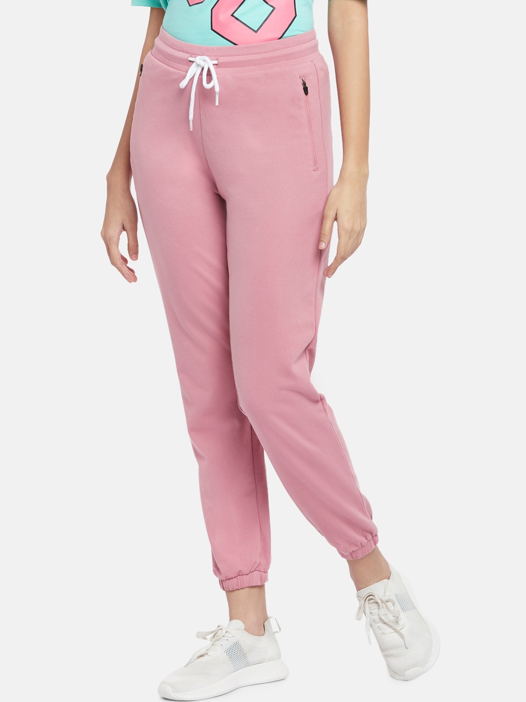 

Ajile by Pantaloons Women Pink Solid Pure Cotton Joggers