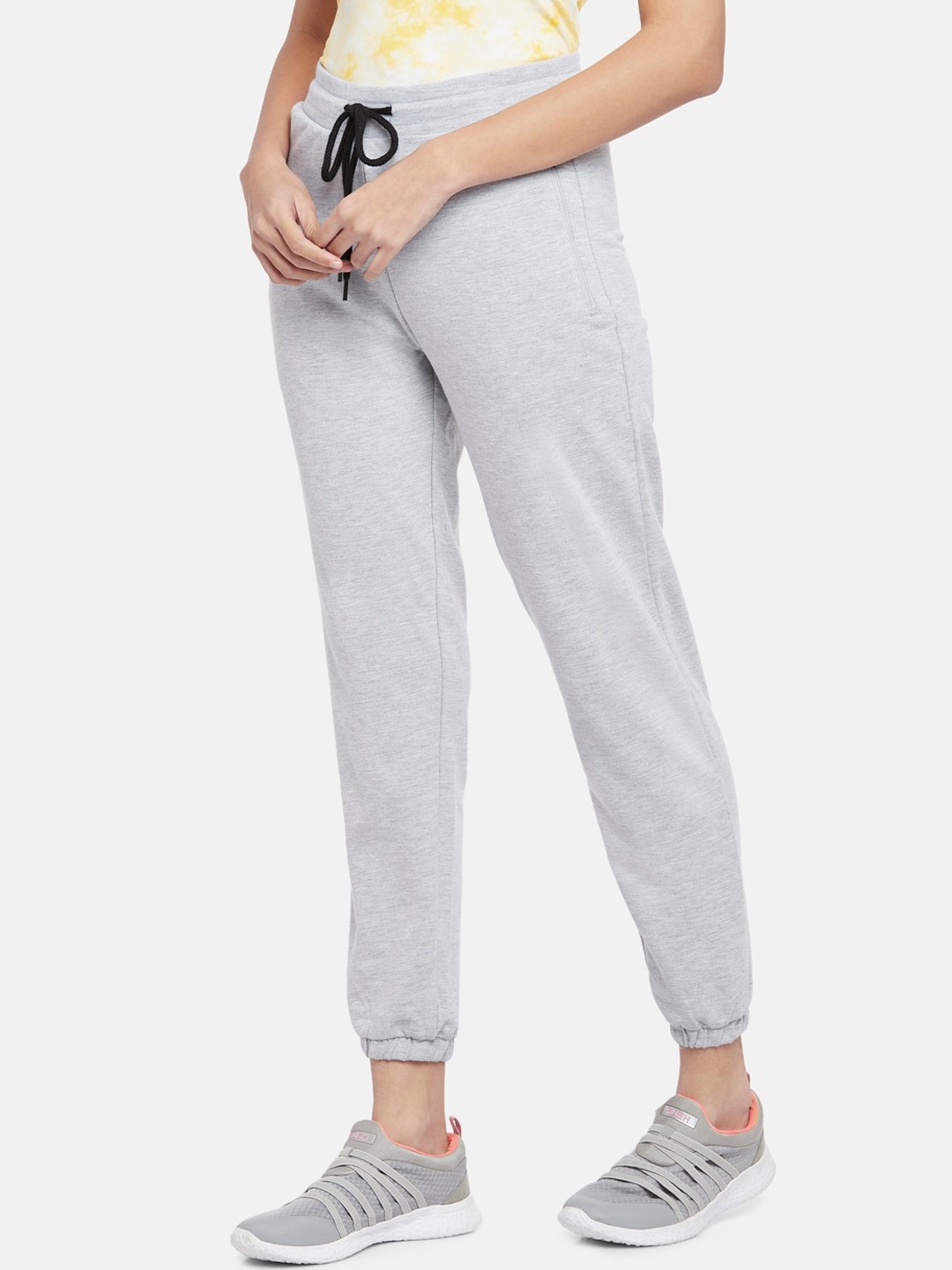 

Ajile by Pantaloons Women Grey Melange Solid Joggers