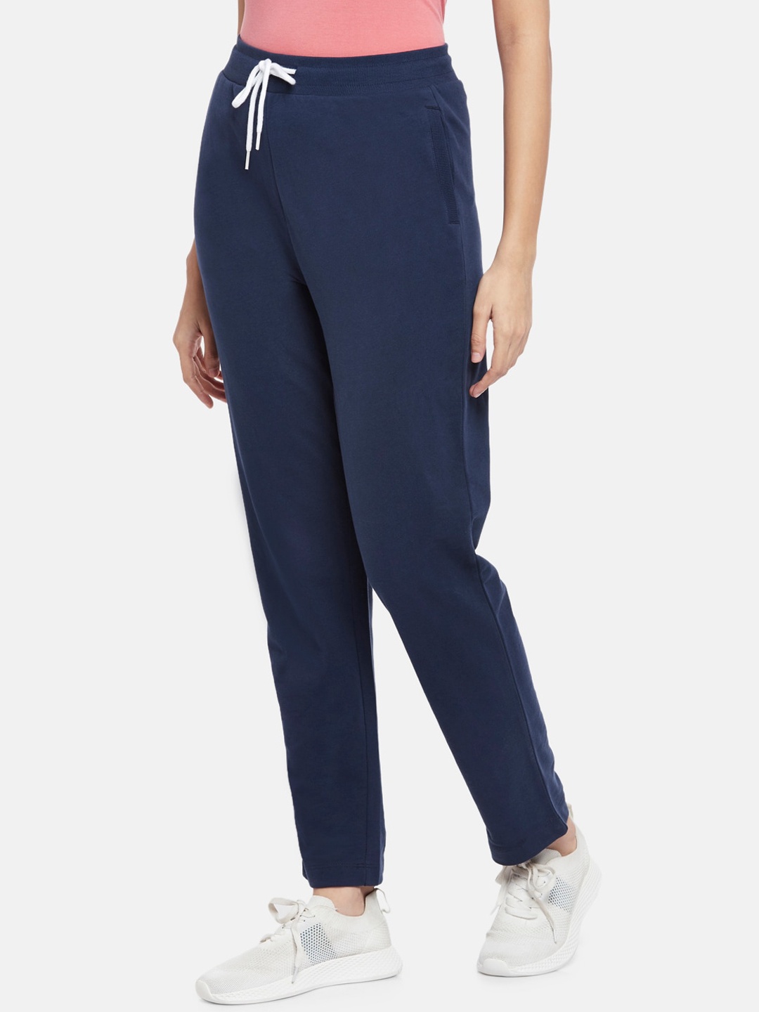 

Ajile by Pantaloons Women Navy Blue Solid Cotton Track Pants