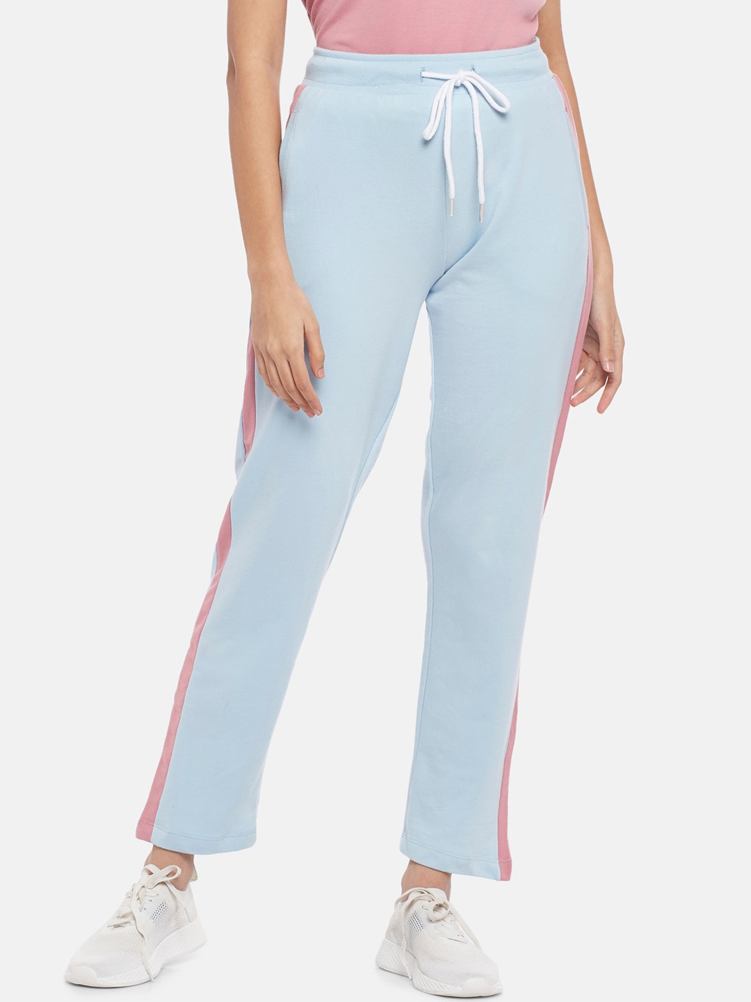 

Ajile by Pantaloons Women Blue & Pink Pure Cotton Track Pants