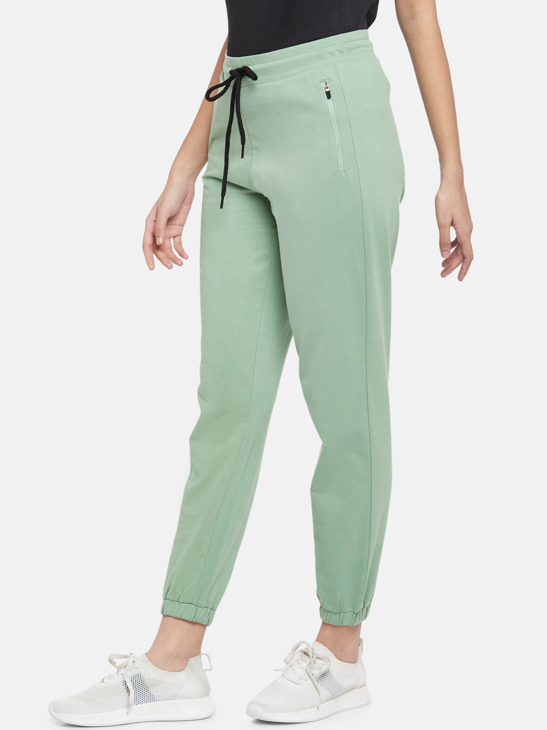 

Ajile by Pantaloons Women Green Solid Pure Cotton Joggers