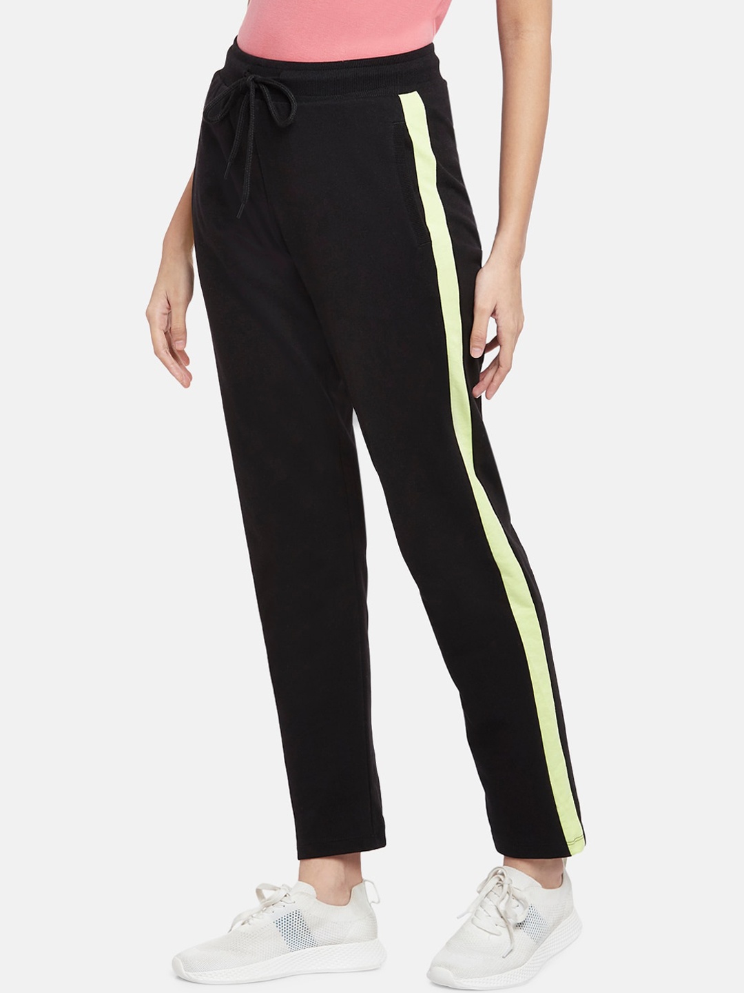 

Ajile by Pantaloons Women Black Solid Pure Cotton Track Pants