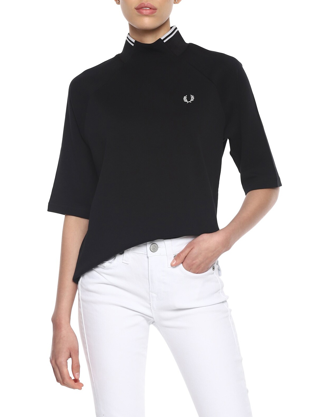 

Fred Perry Women Black High Neck T-shirt