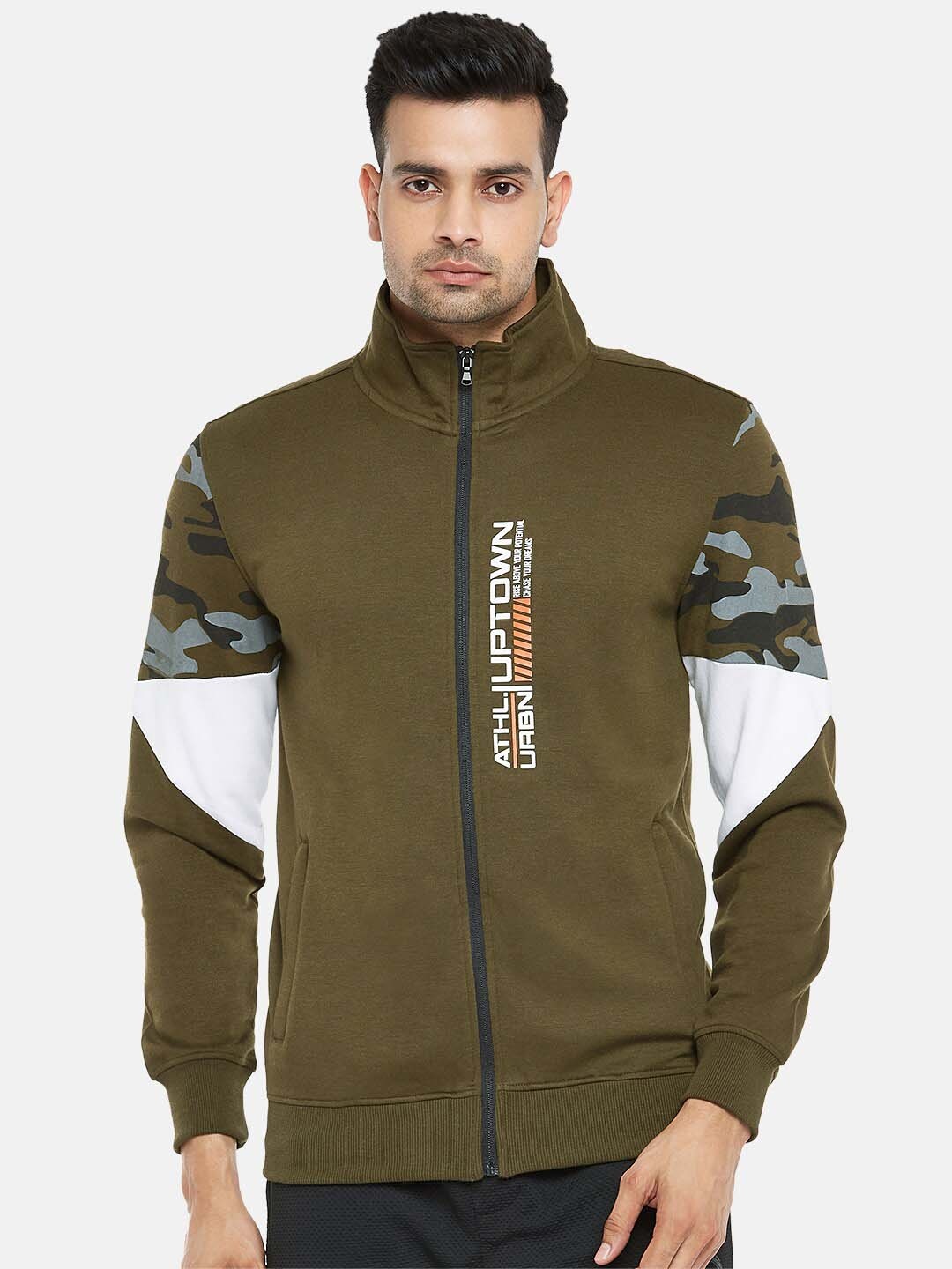 

Ajile by Pantaloons Men Olive Green Printed Sweatshirt