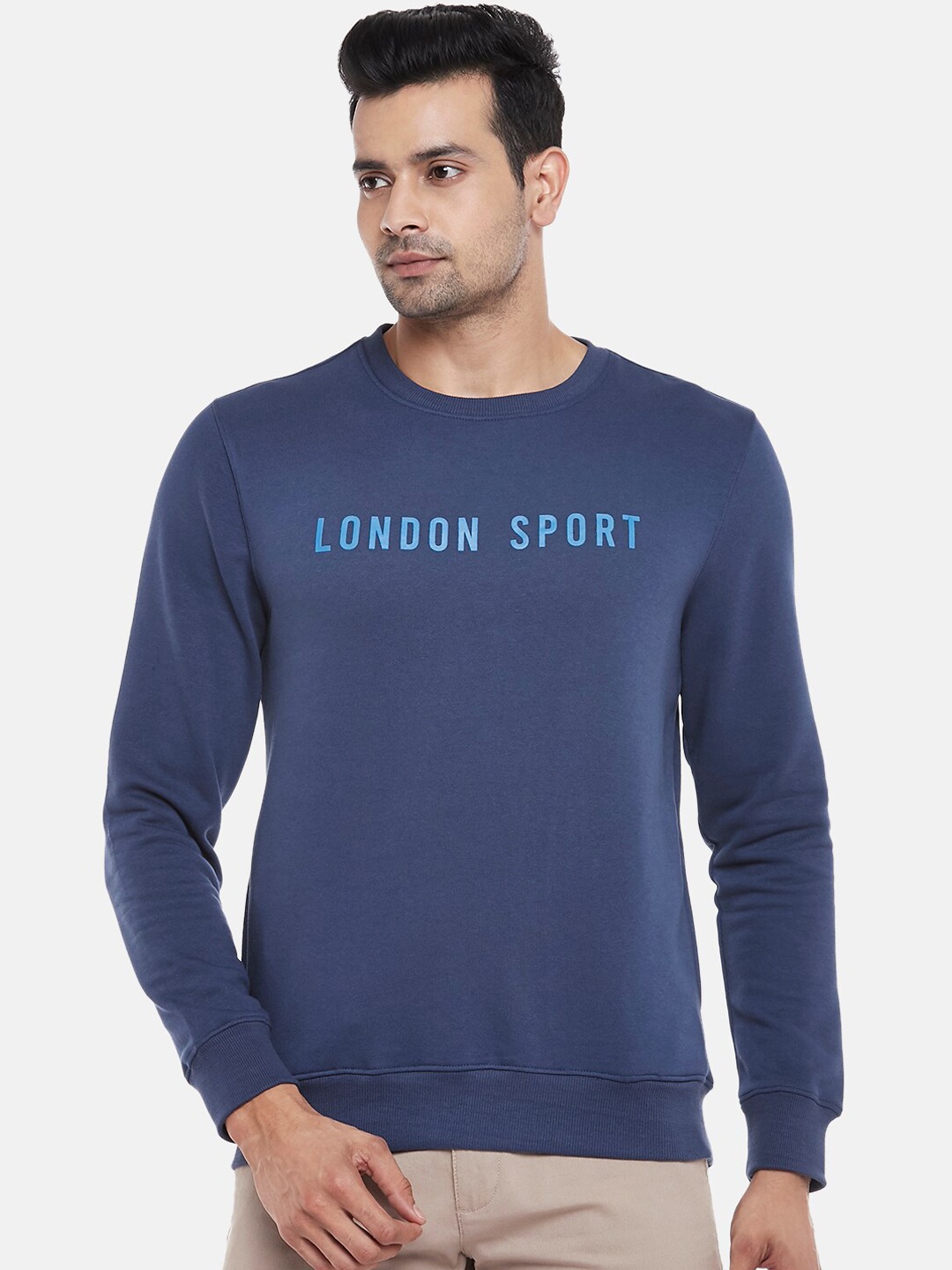 

BYFORD by Pantaloons Men Blue Printed Sweatshirt