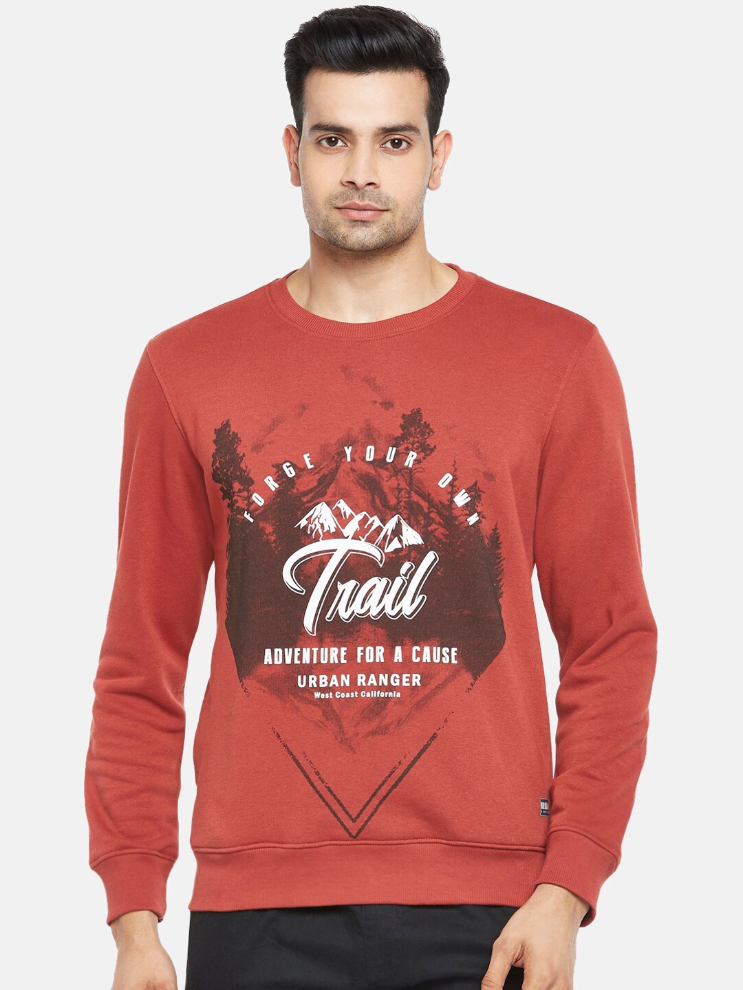 

Urban Ranger by pantaloons Men Rust & White Printed Pullover Sweatshirt