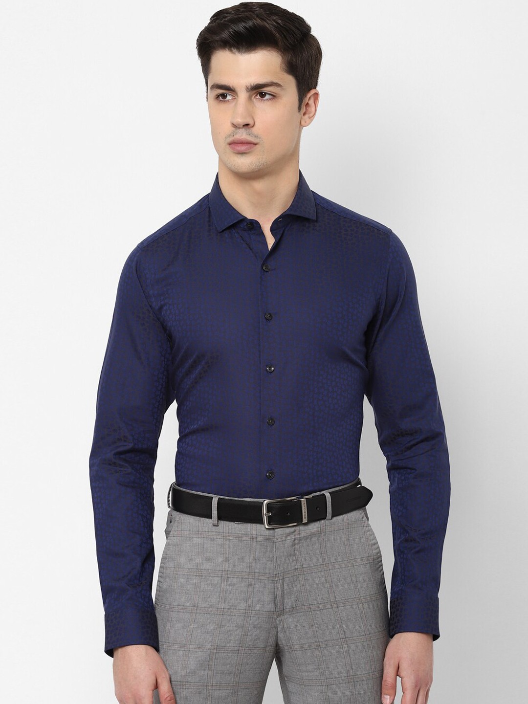 

SIMON CARTER LONDON Men Navy Blue Slim Fit Opaque Printed Formal Shirt