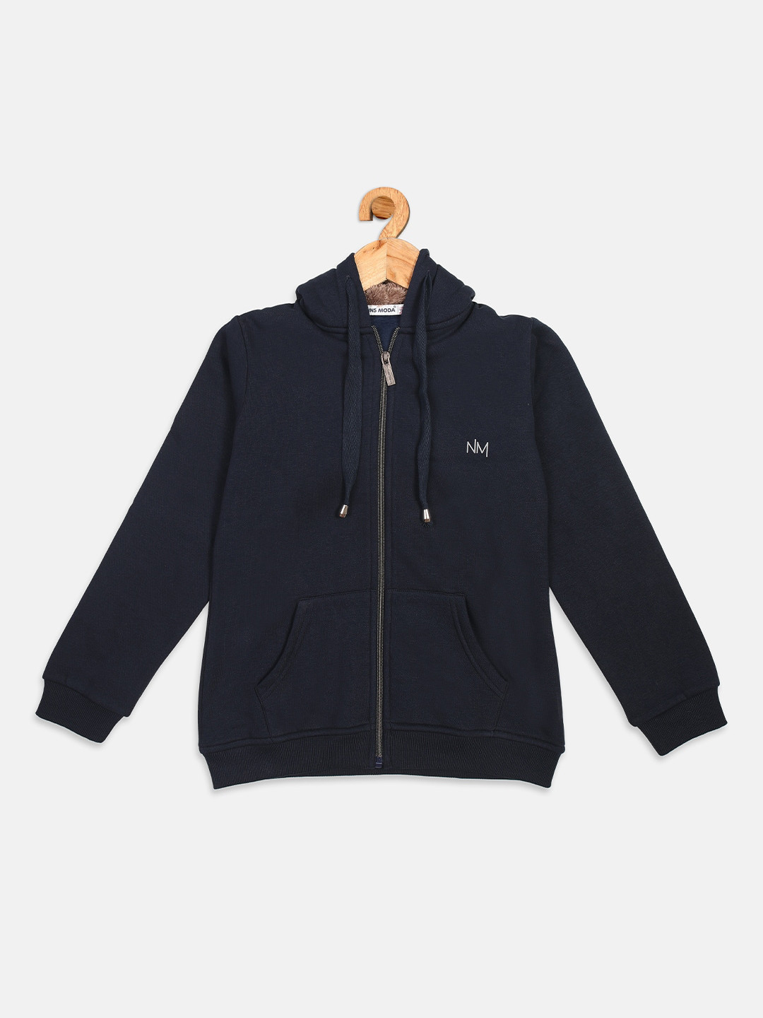 

Nins Moda Girls Navy Blue Hooded Fleece Front-Open Sweatshirt