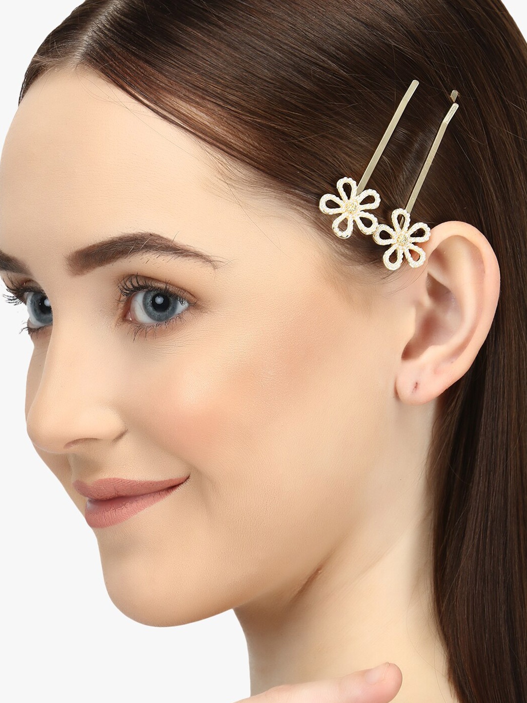 

Adwitiya Collection Women Gold-Plated Set of 2 Embellished Bobby Pins