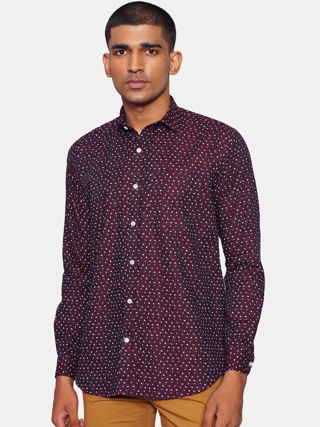 

Wintage Men Maroon Opaque Printed Casual Shirt