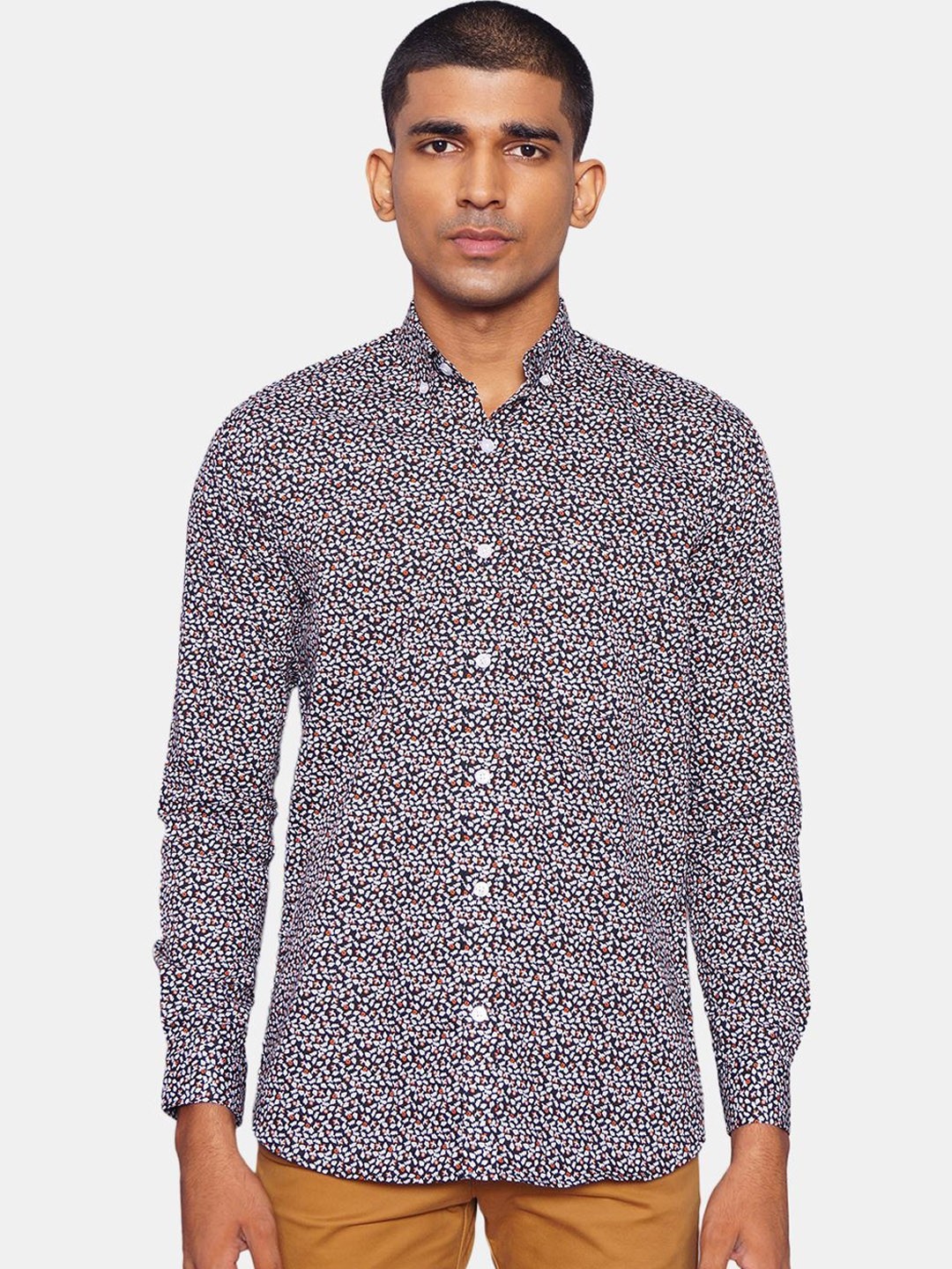 

Wintage Men Black Floral Opaque Printed Casual Cotton Shirt