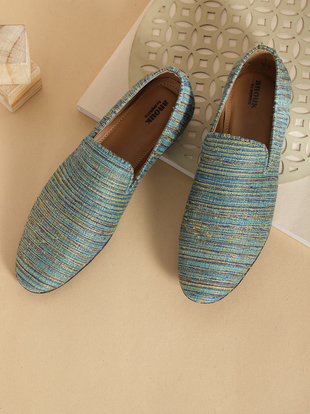 

Anouk Men Green Textured Loafers