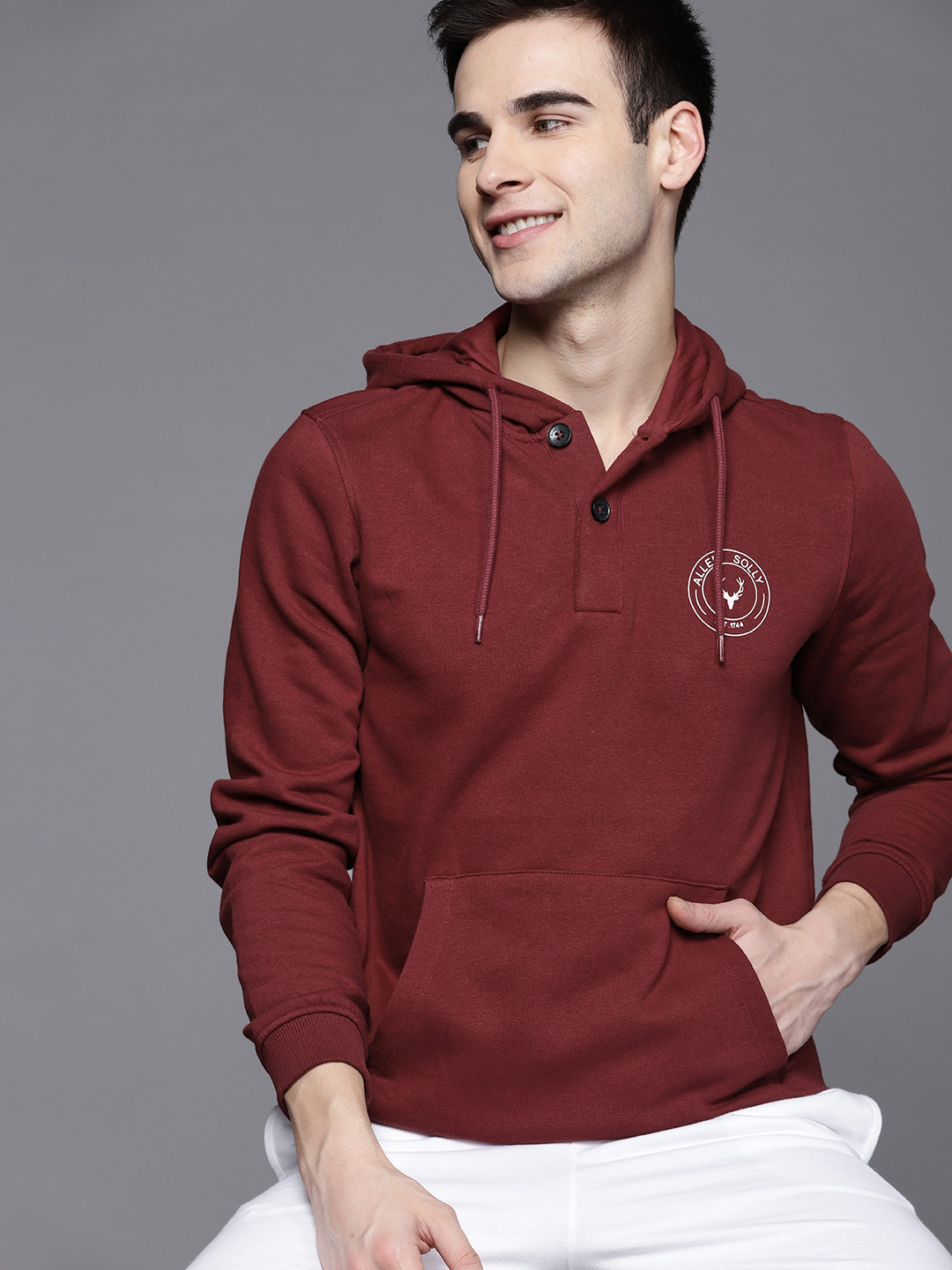 

Allen Solly Men Maroon Hooded Sweatshirt
