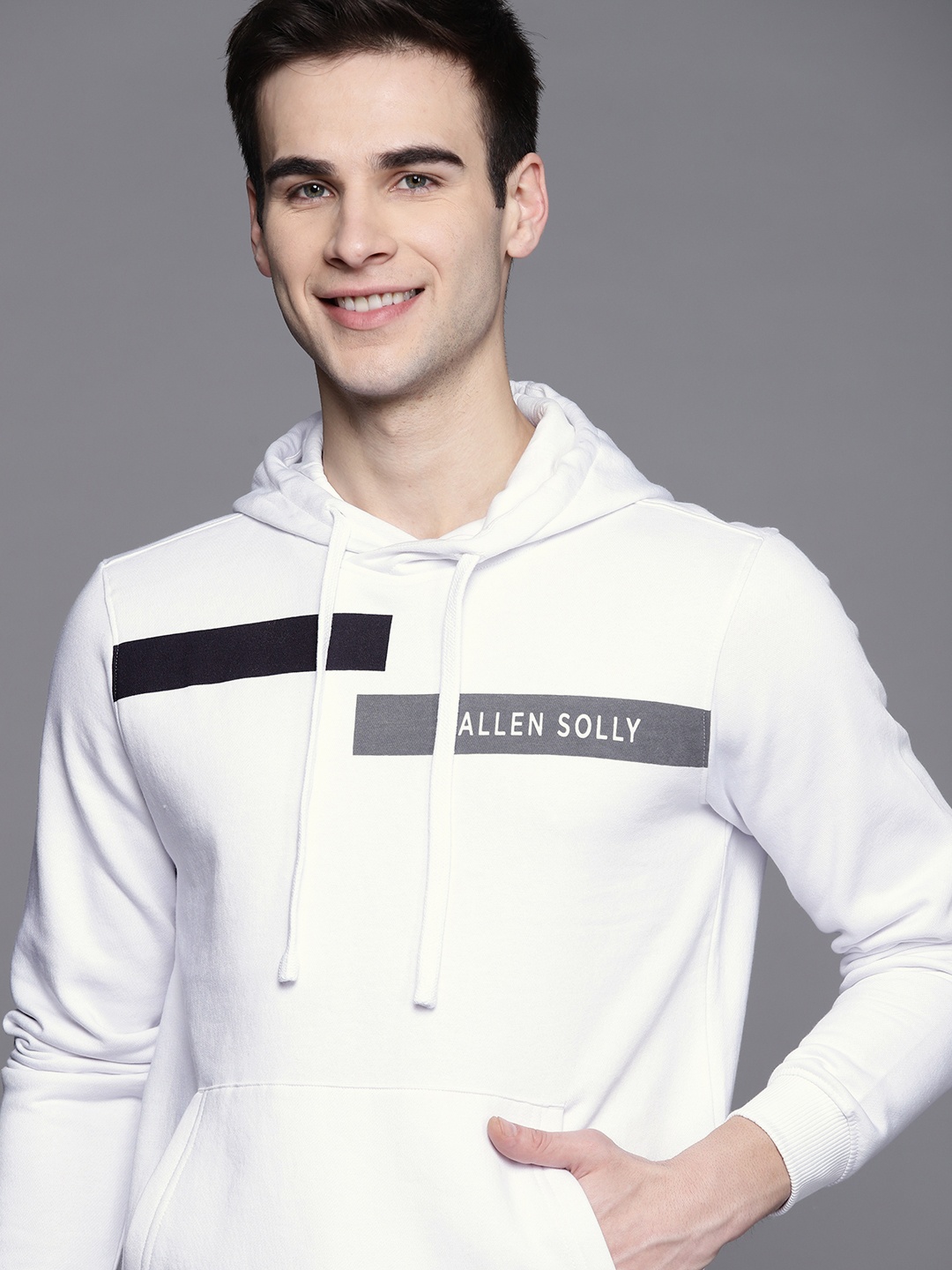 

Allen Solly Men White Printed Hooded Sweatshirt