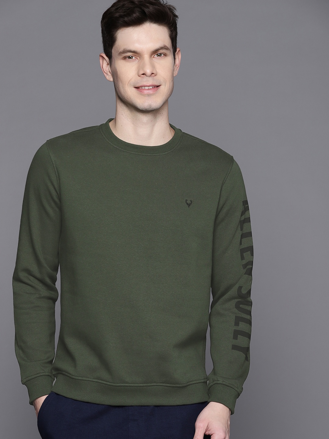 

Allen Solly Men Olive Green Sweatshirt