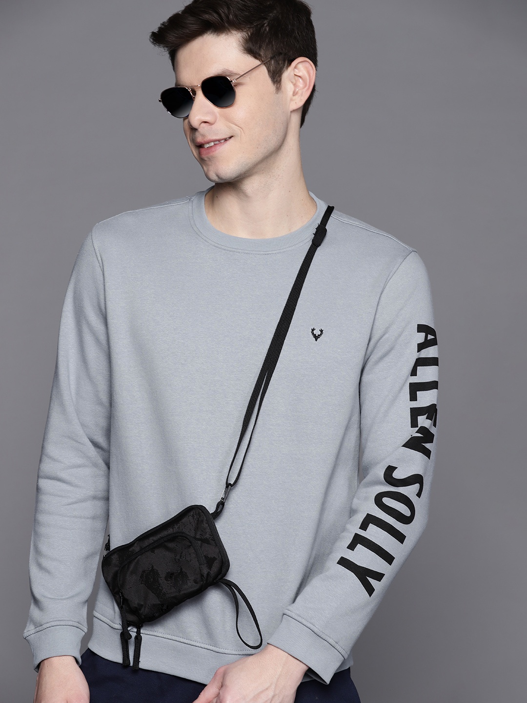 

Allen Solly Men Grey Solid Sweatshirt