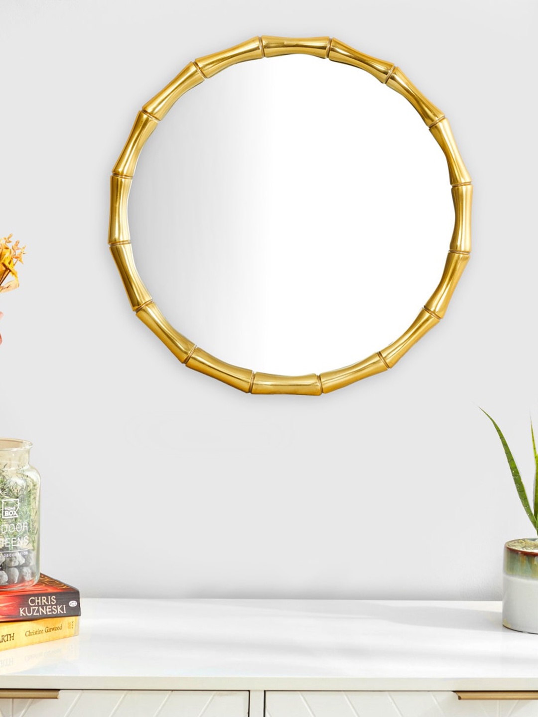 

Home Centre Gold-Toned Solid Wall Mirror