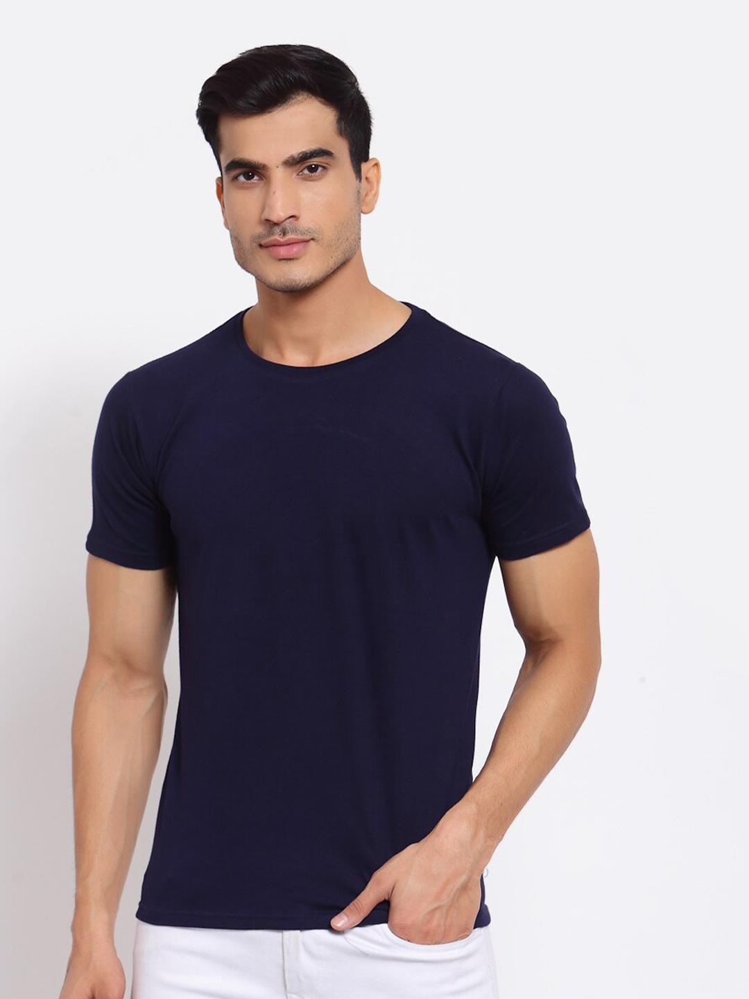 

FERANOID Men Navy Blue Pockets T-shirt