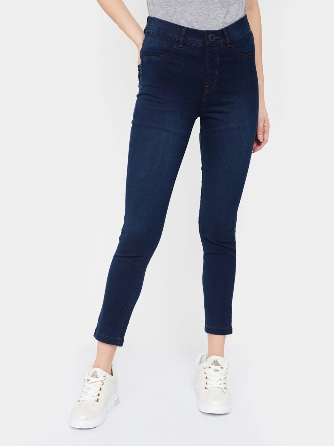 

Xpose Women Navy Blue Solid Denim Skinny Fit Jeggings