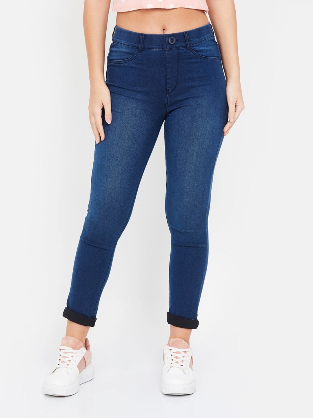 

Xpose Women Blue Solid Skinny Fit Cotton Denim Jeggings