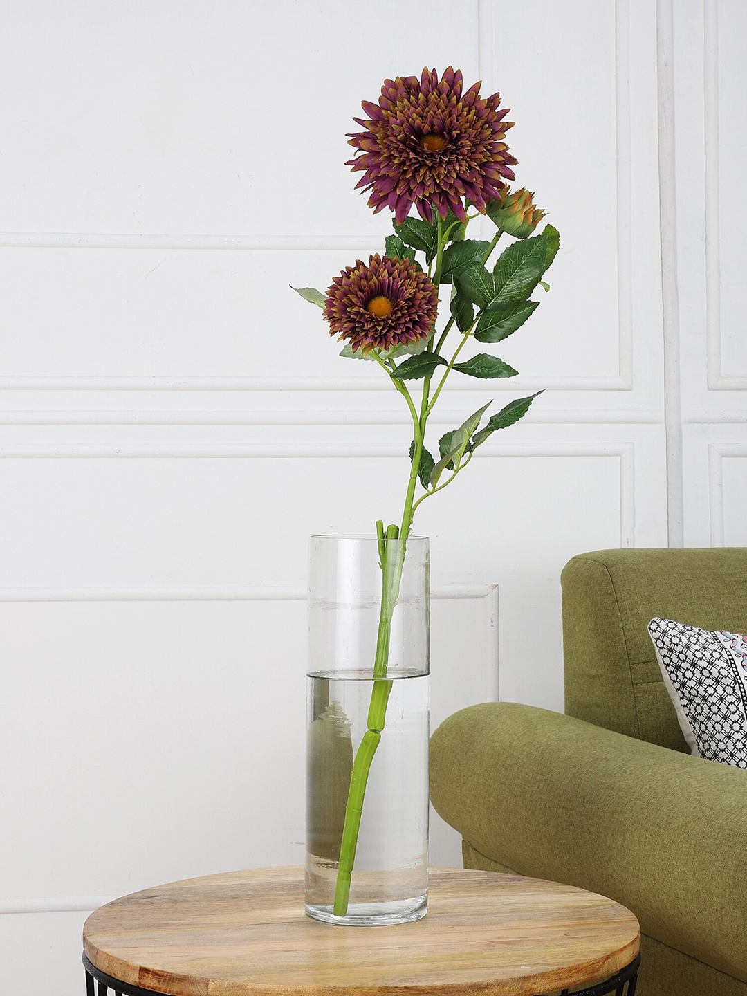 

OddCroft Purple & Green Handcrafted Dahlia Artificial Flower Without Pot