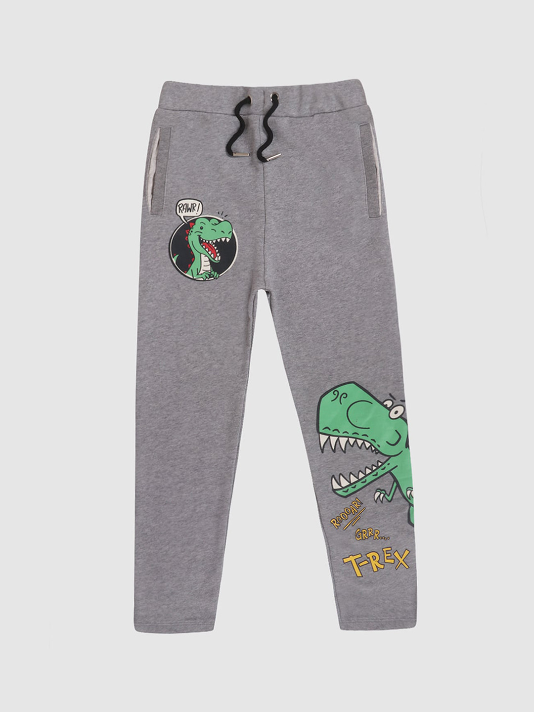 

Lazy Shark Boys Grey & Green Graphic Printed Track Pants