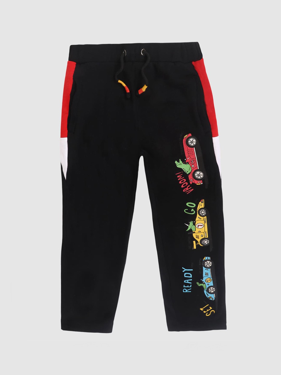 

Lazy Shark Boys Black & Red Printed Cotton Track Pants